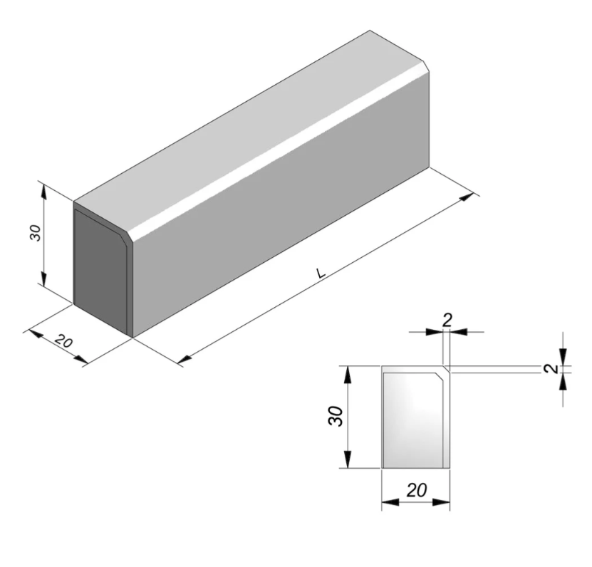 BORDURE DROITE GRISE 100X30X20CM 2-2 TYPE IB BENOR