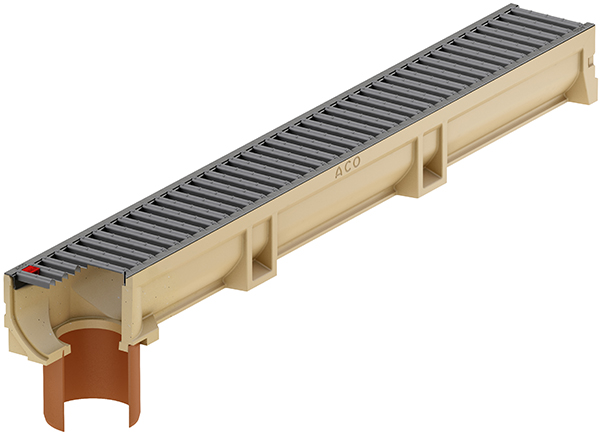 CANIVEAU ACO EUROLINE 100 ANTHRACITE 1M SORT.VERT.D.110MM