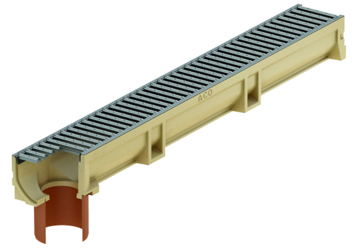 CANIVEAU ACO EUROLINE 100 GALVA 1M SORT. VERT. D.110MM