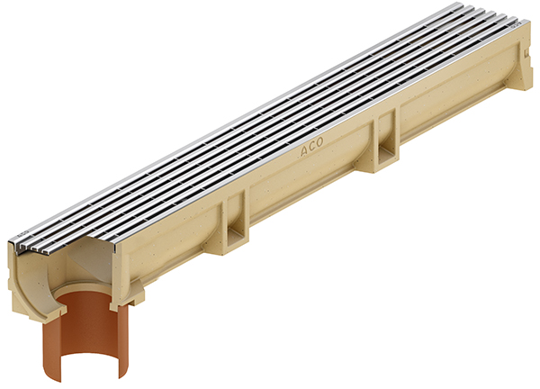 CANIVEAU ACO EUROLINE 100 INOX 1M SORTIE VERTICALE D.110MM4