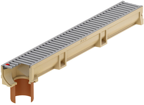 CANIVEAU ACO EUROLINE 100 SHADOW GREY 1M SORT.VERT.D110MM