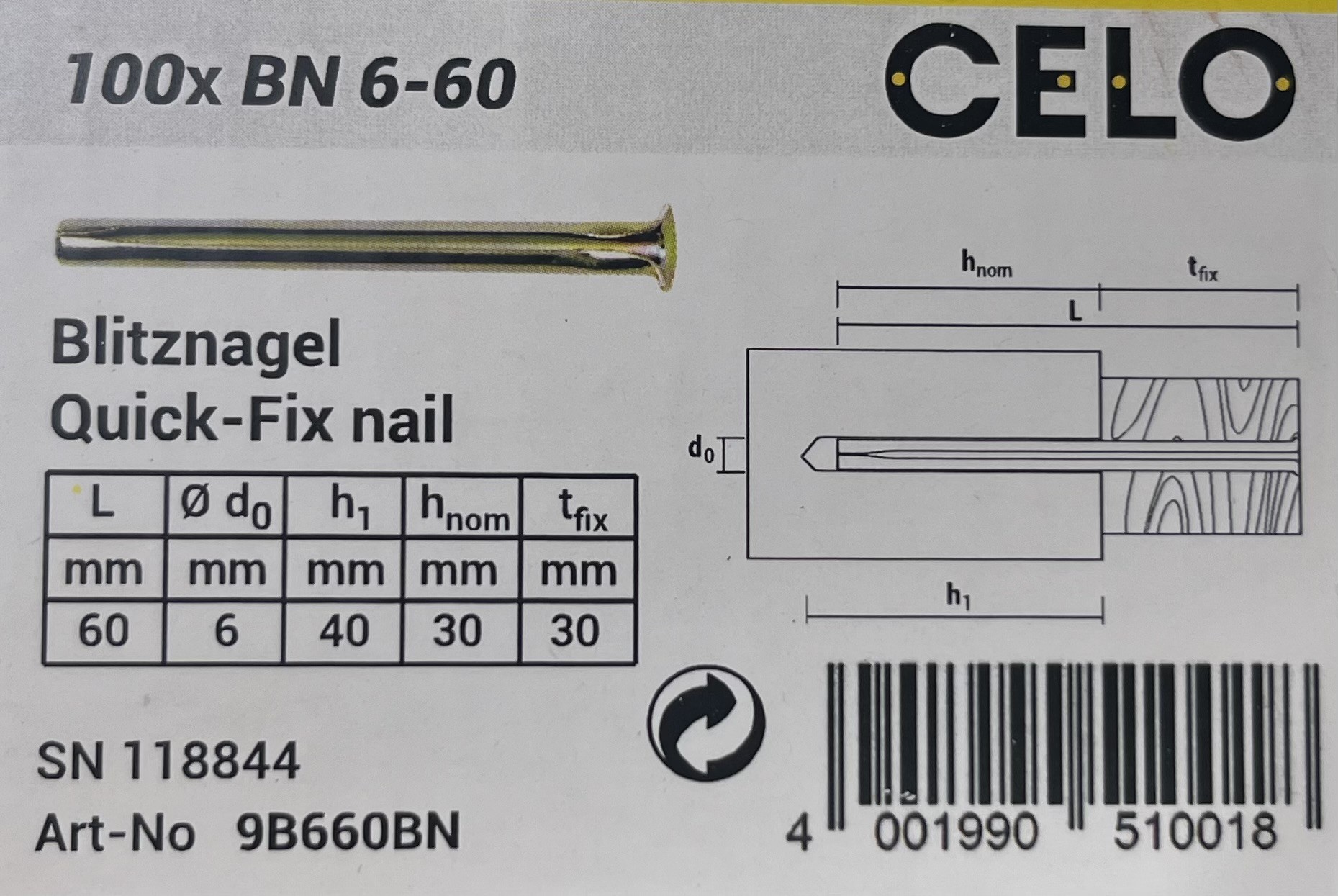 CELO CLOU 'BLITZ' BN 6-60 (100PC)