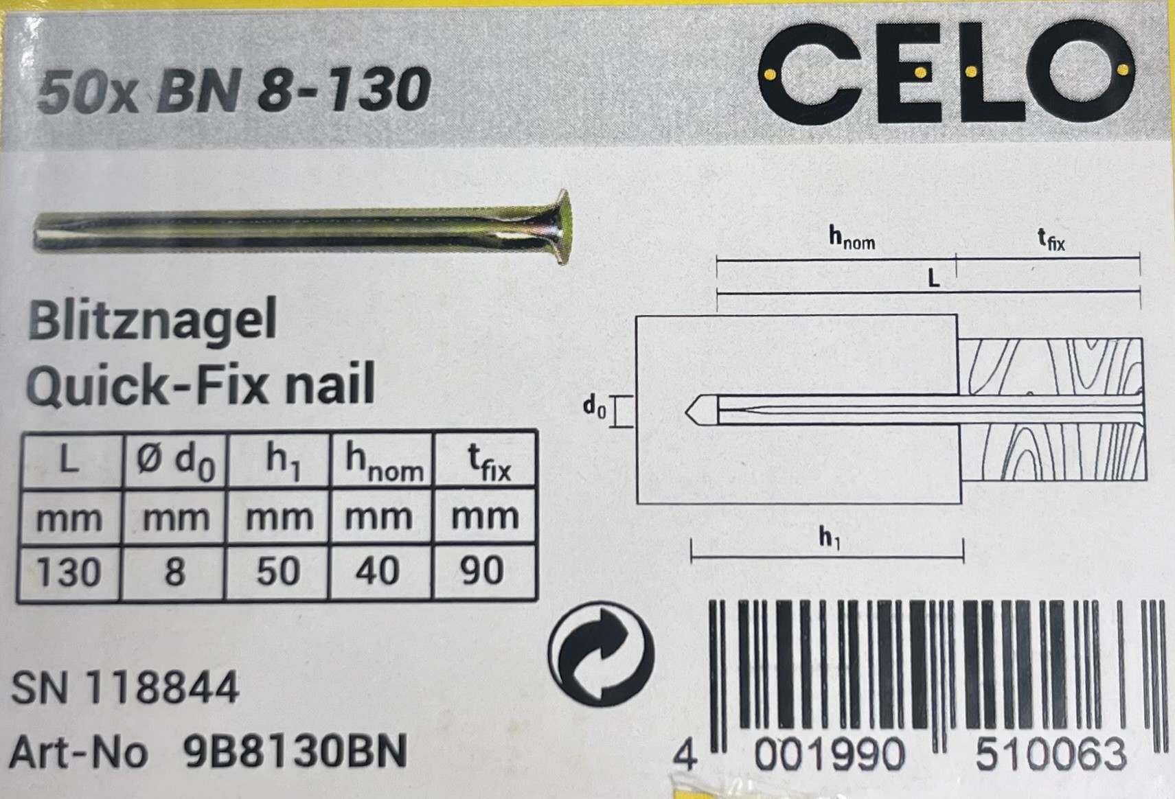 CELO CLOU 'BLITZ' BN 8-130 (50PC)