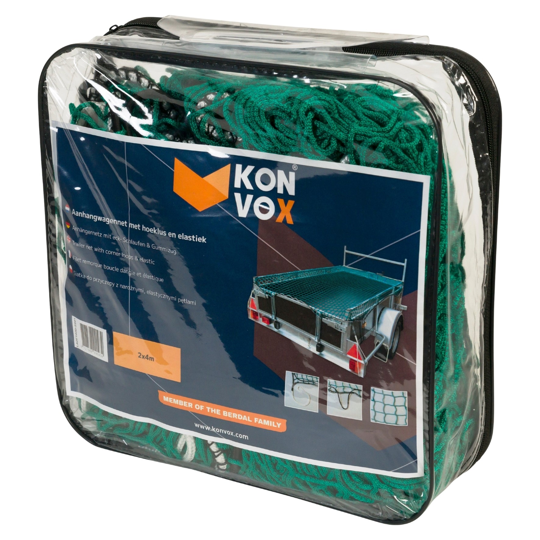 FILET REMORQUE AVEC BOUCLE COIN ET ÉLASTIQUE 2MX4M