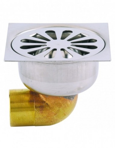 SIPHON DE COUR INOX 10X10 SORTIE HORIZONTALE